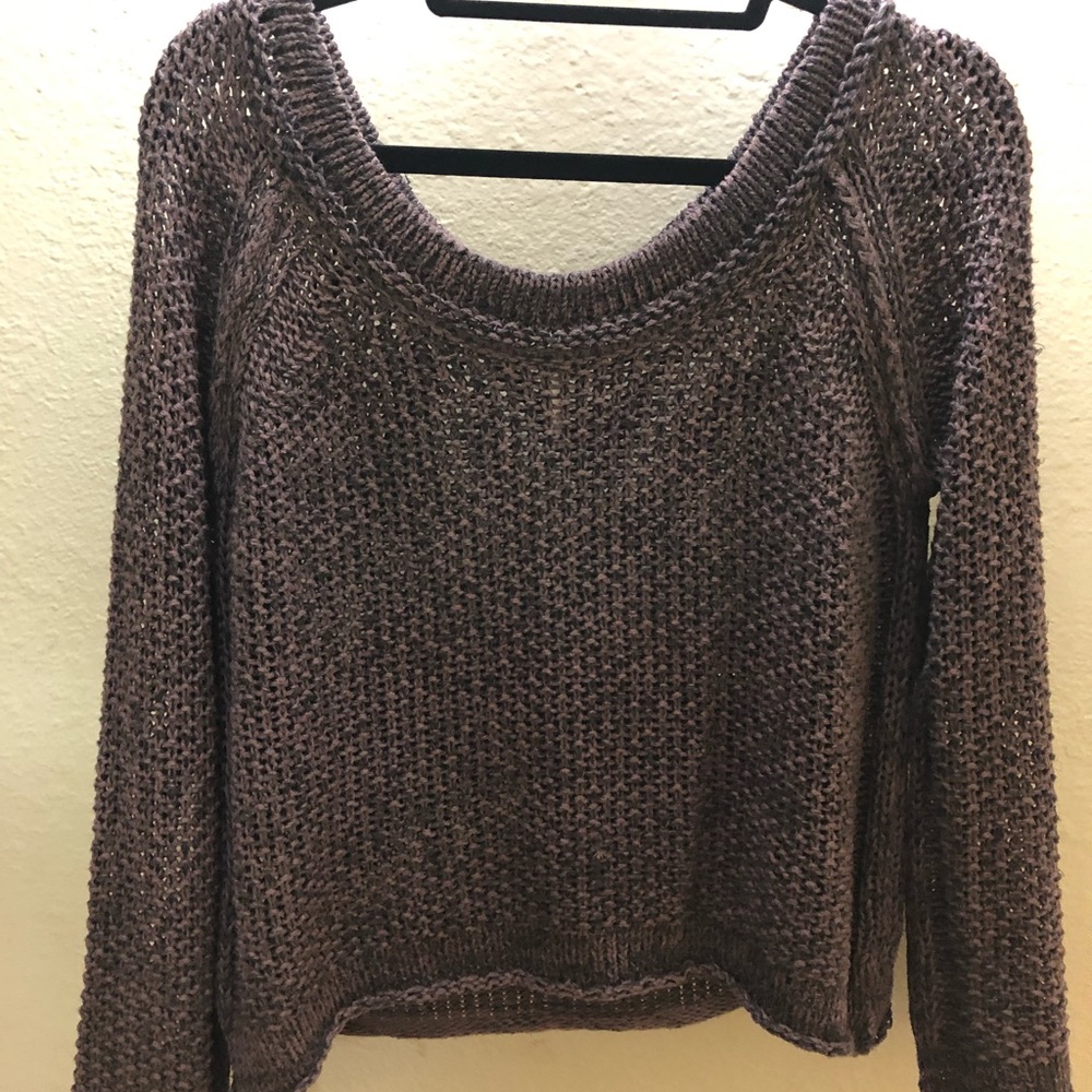 Free People Loose Knit Crochet Sweater (Brown)